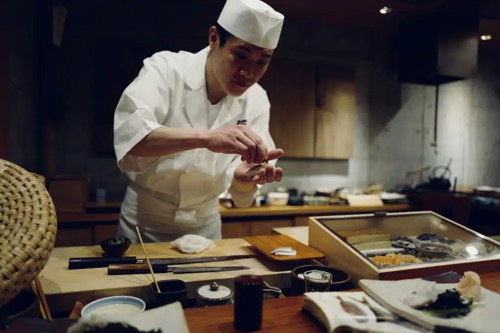 female body presentation sushi